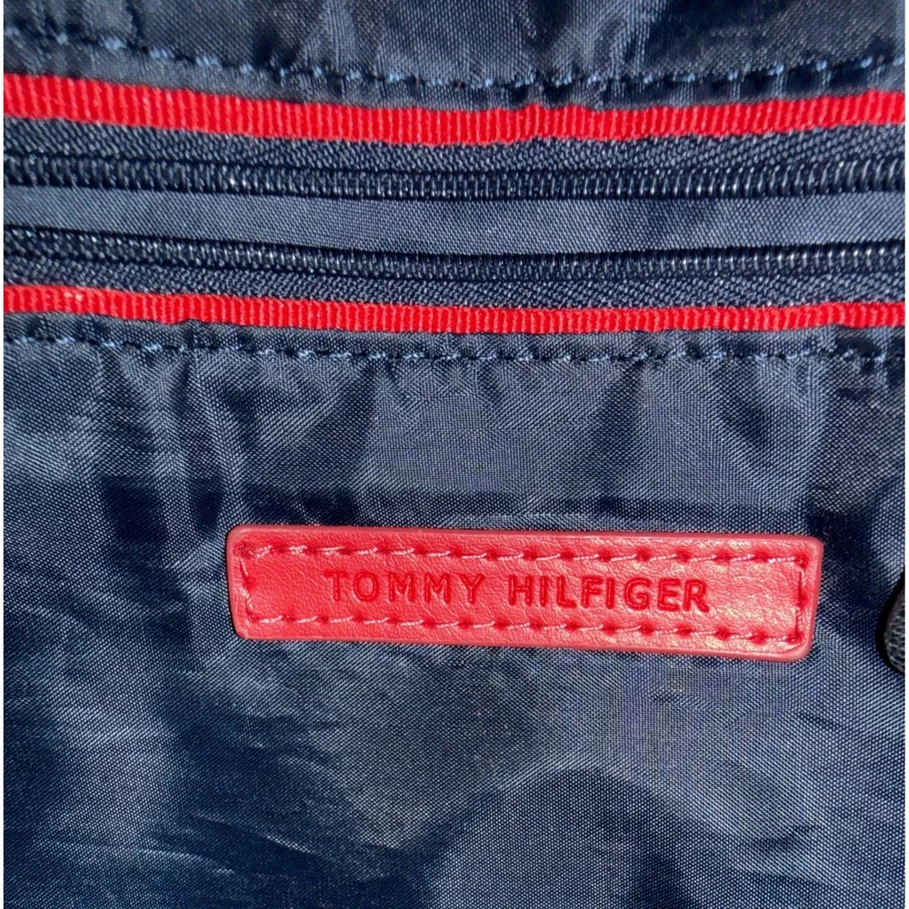 Tommy Hilfiger Crossbody Bag Womens Small Black Tan Monogram Jacquard Purse
